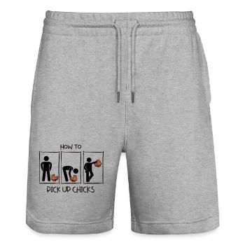 Wie man Mädchen aufreißt - How to pick up chicks. - Stanley/Stella Unisex Bio Joggingshorts Trainer  - Grau meliert - Vorne - Nik (191cm) & Marisol (170cm)