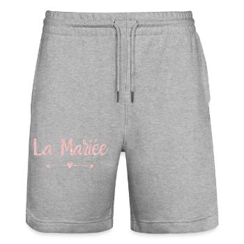 Die Braut aus Roségold - Das Brautgeschenk - Stanley/Stella Unisex Bio Joggingshorts Trainer  - Grau meliert - Vorne - Nik (191cm) & Marisol (170cm)