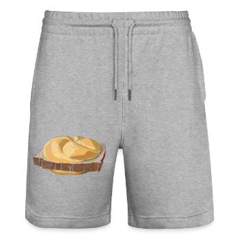 Austrian / Bavarian Leberkassemmel - Stanley/Stella Trainer Unisex Organic Jogging Shorts - heather grey - Front - Nik (191cm) & Marisol (170cm)