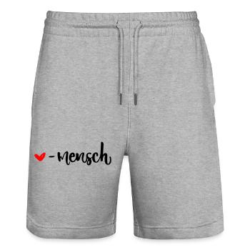 liebling mensch herz herzensmensch valentinstag - Stanley/Stella Unisex Bio Joggingshorts Trainer  - Grau meliert - Vorne - Nik (191cm) & Marisol (170cm)