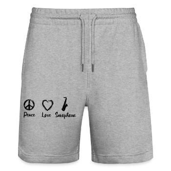 Ich liebe Saxophon - Stanley/Stella Unisex Bio Joggingshorts Trainer  - Grau meliert - Vorne - Nik (191cm) & Marisol (170cm)