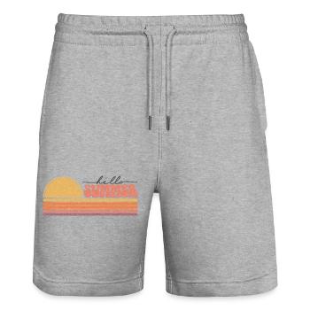Été - Short de jogging bio TRAINER Stanley/Stella unisexe - gris chiné - Devant - Nik (191cm) & Marisol (170cm)