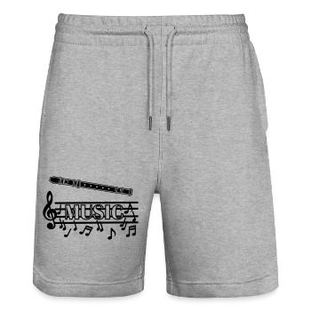Logo de la musique de la flûte à bec - Short de jogging bio TRAINER Stanley/Stella unisexe - gris chiné - Devant - Nik (191cm) & Marisol (170cm)