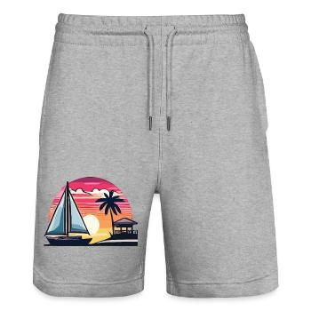Été - Short de jogging bio TRAINER Stanley/Stella unisexe - gris chiné - Devant - Nik (191cm) & Marisol (170cm)