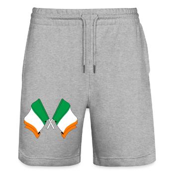 Deux drapeaux croisés de l’Irlande - Short de jogging bio TRAINER Stanley/Stella unisexe - gris chiné - Devant - Nik (191cm) & Marisol (170cm)