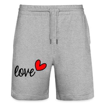 HEART. HEARTS. VALENTINE'S DAY. LOVE. LOVE. COUPLE. - Stanley/Stella Trainer Unisex Organic Jogging Shorts - heather grey - Front - Nik (191cm) & Marisol (170cm)