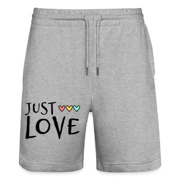 HEART. HEARTS. VALENTINE'S DAY. LOVE. LOVE. COUPLE. - Stanley/Stella Trainer Unisex Organic Jogging Shorts - heather grey - Front - Nik (191cm) & Marisol (170cm)