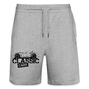 American Muscle Classic Cars V8 Illustration - Stanley/Stella Trainer Unisex Organic Jogging Shorts - heather grey - Front - Nik (191cm) & Marisol (170cm)