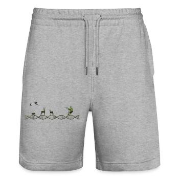 DNA Jagd Tarnmuster - Stanley/Stella Unisex Bio Joggingshorts Trainer  - Grau meliert - Vorne - Nik (191cm) & Marisol (170cm)