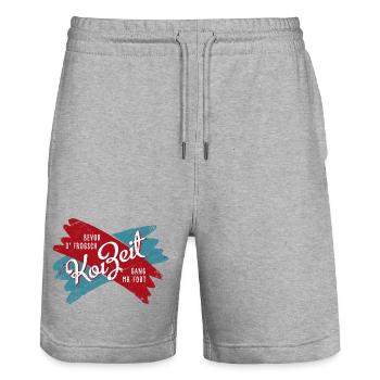 Koi Zeit - Stanley/Stella Unisex Bio Joggingshorts Trainer  - Grau meliert - Vorne - Nik (191cm) & Marisol (170cm)