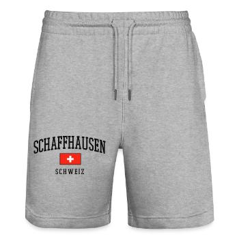 Schaffhausen Switzerland Flag - Stanley/Stella Trainer Unisex Organic Jogging Shorts - heather grey - Front - Nik (191cm) & Marisol (170cm)