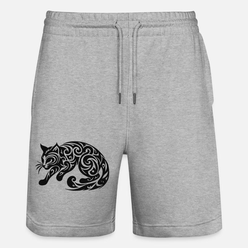 Chat noir - Short de jogging bio TRAINER Stanley/Stella unisexe - gris chiné