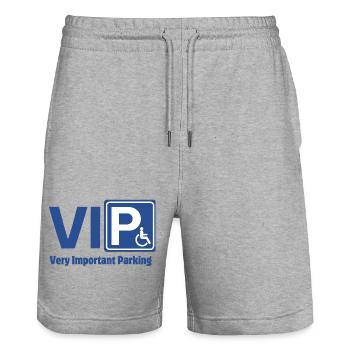 Disability, Person with reduced mobility - Stanley/Stella Trainer Unisex Organic Jogging Shorts - heather grey - Front - Nik (191cm) & Marisol (170cm)