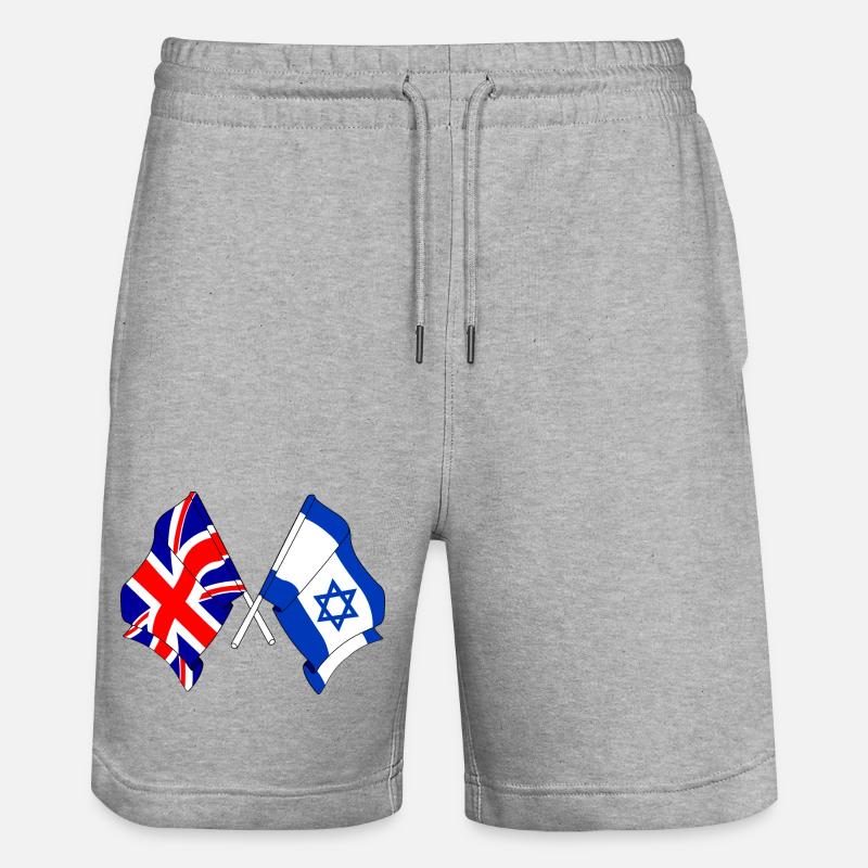 Drapeau de l’Angleterre et drapeau d’Israël - Short de jogging bio TRAINER Stanley/Stella unisexe - gris chiné