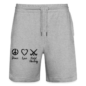 Paix Amour Hockey - Short de jogging bio TRAINER Stanley/Stella unisexe - gris chiné - Devant - Nik (191cm) & Marisol (170cm)