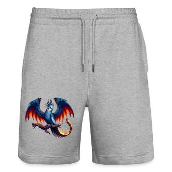 Nymph Dragon (03) - Stanley/Stella Trainer Unisex Organic Jogging Shorts - heather grey - Front - Nik (191cm) & Marisol (170cm)