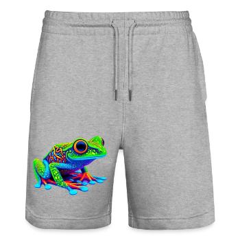 Frog - Stanley/Stella Trainer Unisex Organic Jogging Shorts - heather grey - Front - Nik (191cm) & Marisol (170cm)