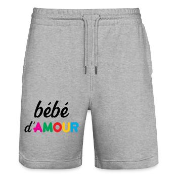 bébé d'Amour - Short de jogging bio TRAINER Stanley/Stella unisexe - gris chiné - Devant - Nik (191cm) & Marisol (170cm)