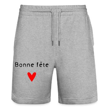 OMA. MUTTERTAG. ALLES GUTE ZUM OMA-TAG. ICH LIEBE DICH - Stanley/Stella Unisex Bio Joggingshorts Trainer  - Grau meliert - Vorne - Nik (191cm) & Marisol (170cm)