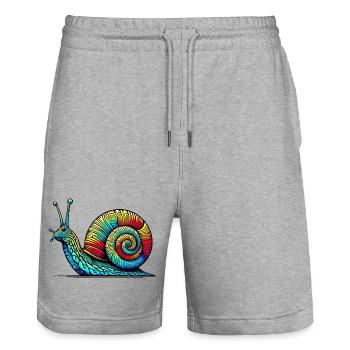 Schnecke - Stanley/Stella Unisex Bio Joggingshorts Trainer  - Grau meliert - Vorne - Nik (191cm) & Marisol (170cm)