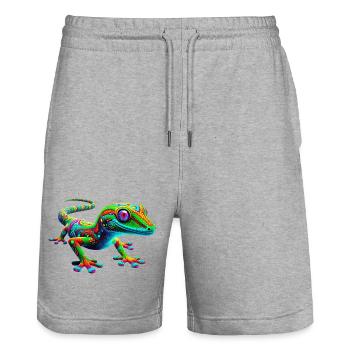 Gecko - Stanley/Stella Trainer Unisex Organic Jogging Shorts - heather grey - Front - Nik (191cm) & Marisol (170cm)