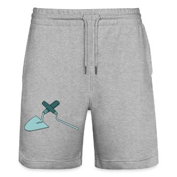 Clou et truelle à joints, maçon - Short de jogging bio TRAINER Stanley/Stella unisexe - gris chiné - Devant - Nik (191cm) & Marisol (170cm)