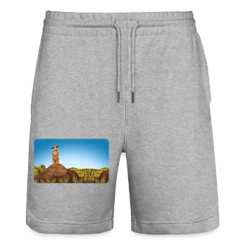 Suricate sur butte | personnalisable - Short de jogging bio TRAINER Stanley/Stella unisexe - gris chiné - Devant - Nik (191cm) & Marisol (170cm)