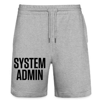 SYSTEM ADMIN – IT Tech Shirt Black Font - Stanley/Stella Unisex Bio Joggingshorts Trainer  - Grau meliert - Vorne - Nik (191cm) & Marisol (170cm)