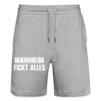 Mannheim Monnem Mannheimat - Stanley/Stella Unisex Bio Joggingshorts Trainer  - Grau meliert - Vorne - Nik (191cm) & Marisol (170cm)
