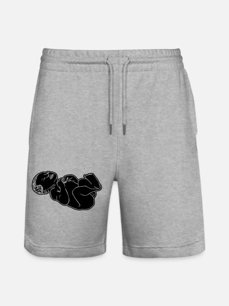 Newborn Baby Shadow Illustration - Stanley/Stella Trainer Unisex Organic Jogging Shorts - heather grey