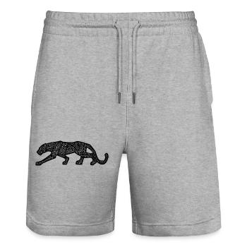 Panther Inca Design - Stanley/Stella Trainer Unisex Organic Jogging Shorts - heather grey - Front - Nik (191cm) & Marisol (170cm)