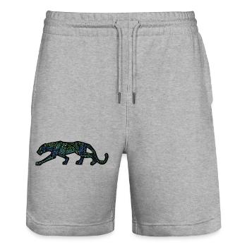 Panther Inca Design - Stanley/Stella Trainer Unisex Organic Jogging Shorts - heather grey - Front - Nik (191cm) & Marisol (170cm)