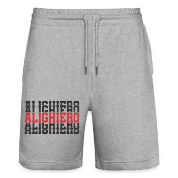 Alighiero t-shirt stacked text gift t-shirt - Stanley/Stella Trainer Unisex Organic Jogging Shorts - heather grey - Front - Nik (191cm) & Marisol (170cm)