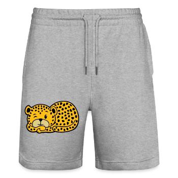 Léopard qui dort - Short de jogging bio TRAINER Stanley/Stella unisexe - gris chiné - Devant - Nik (191cm) & Marisol (170cm)