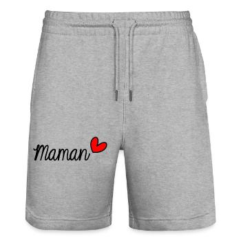 MAMIE. GRAND-MERE. FÊTE DES MÈRES. BONNE FÊTE - Short de jogging bio TRAINER Stanley/Stella unisexe - gris chiné - Devant - Nik (191cm) & Marisol (170cm)