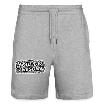 You're awesome! You're awesome! * - Stanley/Stella Trainer Unisex Organic Jogging Shorts - heather grey - Front - Nik (191cm) & Marisol (170cm)