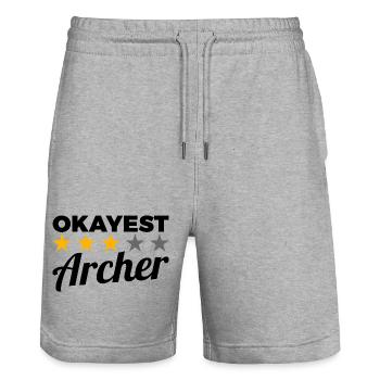 Okayest Archer - Stanley/Stella Unisex Bio Joggingshorts Trainer  - Grau meliert - Vorne - Nik (191cm) & Marisol (170cm)