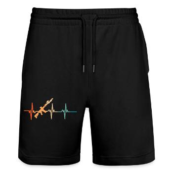 Heartbeat Crossed Rifles - Stanley/Stella Trainer Unisex Organic Jogging Shorts - black - Front - Nik (191cm) & Marisol (170cm)