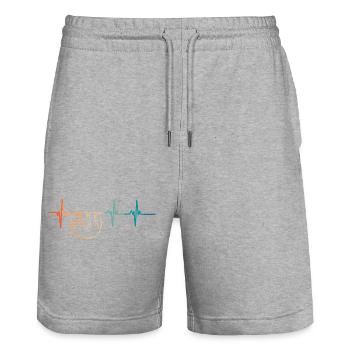 Lazy heartbeat - Stanley/Stella Trainer Unisex Organic Jogging Shorts - heather grey - Front - Nik (191cm) & Marisol (170cm)