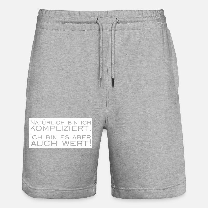 Natürlich bin ich Kompliziert - Stanley/Stella Unisex Bio Joggingshorts Trainer  - Grau meliert