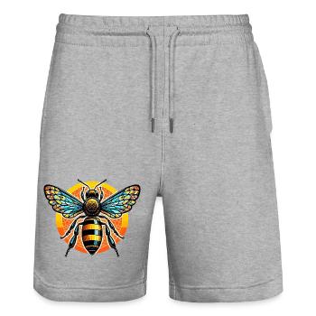 Biene - Stanley/Stella Unisex Bio Joggingshorts Trainer  - Grau meliert - Vorne - Nik (191cm) & Marisol (170cm)