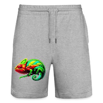 Caméléon - Short de jogging bio TRAINER Stanley/Stella unisexe - gris chiné - Devant - Nik (191cm) & Marisol (170cm)