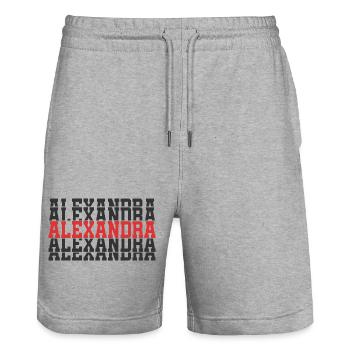 Alexandra t-shirt stacked text gift t-shirt - Stanley/Stella Trainer Unisex Organic Jogging Shorts - heather grey - Front - Nik (191cm) & Marisol (170cm)