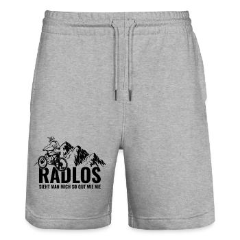 Mountainbike Radlos sieht man mich so gut wie nie  - Stanley/Stella Unisex Bio Joggingshorts Trainer  - Grau meliert - Vorne - Nik (191cm) & Marisol (170cm)