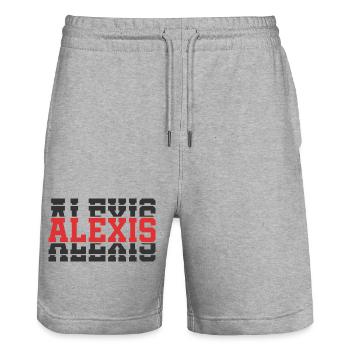Alexis t-shirt t-shirt idée cadeau texte empilé - Short de jogging bio TRAINER Stanley/Stella unisexe - gris chiné - Devant - Nik (191cm) & Marisol (170cm)