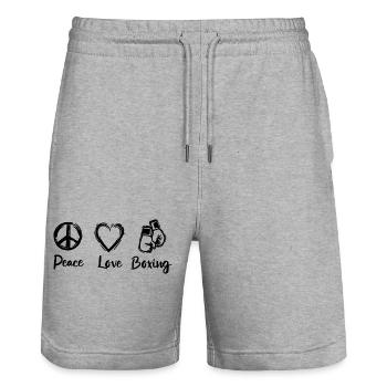 Boxer Love - Stanley/Stella Trainer Unisex Organic Jogging Shorts - heather grey - Front - Nik (191cm) & Marisol (170cm)