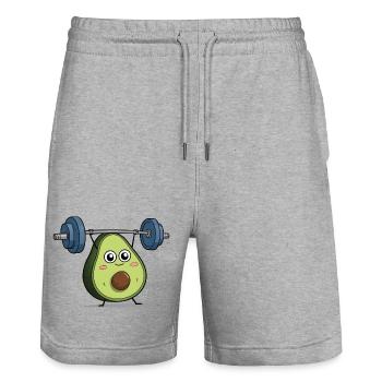 Haltérophilie Avocat Mignon - Lifting Bodybuilder - Short de jogging bio TRAINER Stanley/Stella unisexe - gris chiné - Devant - Nik (191cm) & Marisol (170cm)