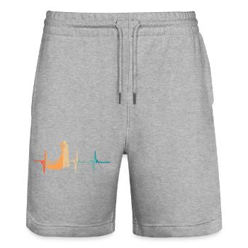 Heartbeat Couple - Stanley/Stella Trainer Unisex Organic Jogging Shorts - heather grey - Front - Nik (191cm) & Marisol (170cm)