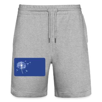 Pusteblume blau - personalisierbar - Stanley/Stella Unisex Bio Joggingshorts Trainer  - Grau meliert - Vorne - Nik (191cm) & Marisol (170cm)