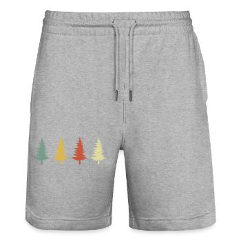 Vintage Retro Baum - Stanley/Stella Unisex Bio Joggingshorts Trainer  - Grau meliert - Vorne - Nik (191cm) & Marisol (170cm)